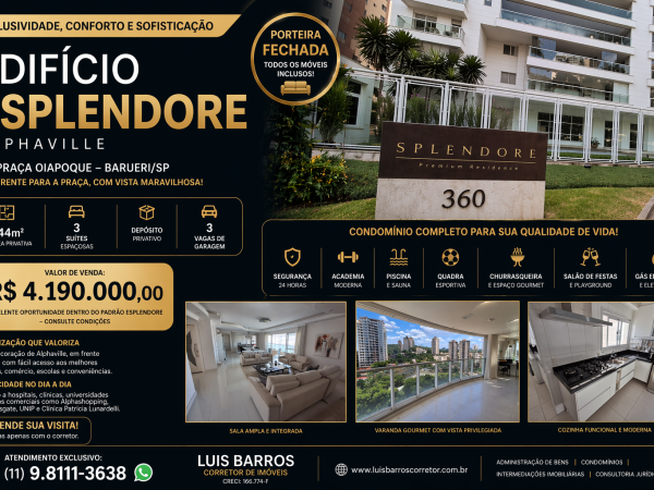 Exclusividade, conforto e sofisticação em um dos melhores endereços de Alphaville!